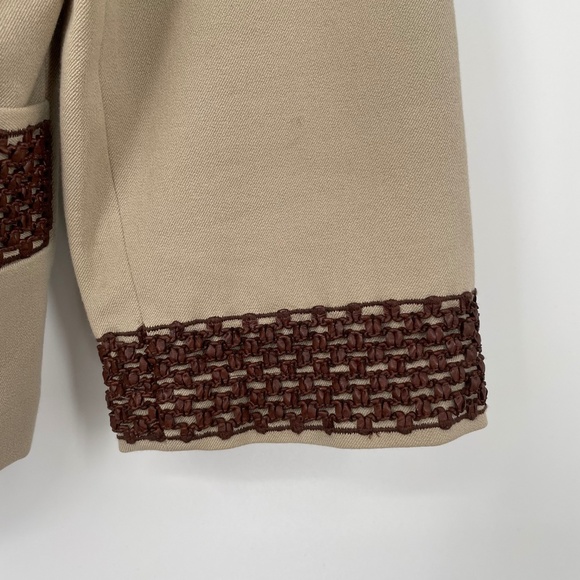 St. John Sport Jacket Leather Embellished Sleeve And Collar Size Small - Picture 7 of 9